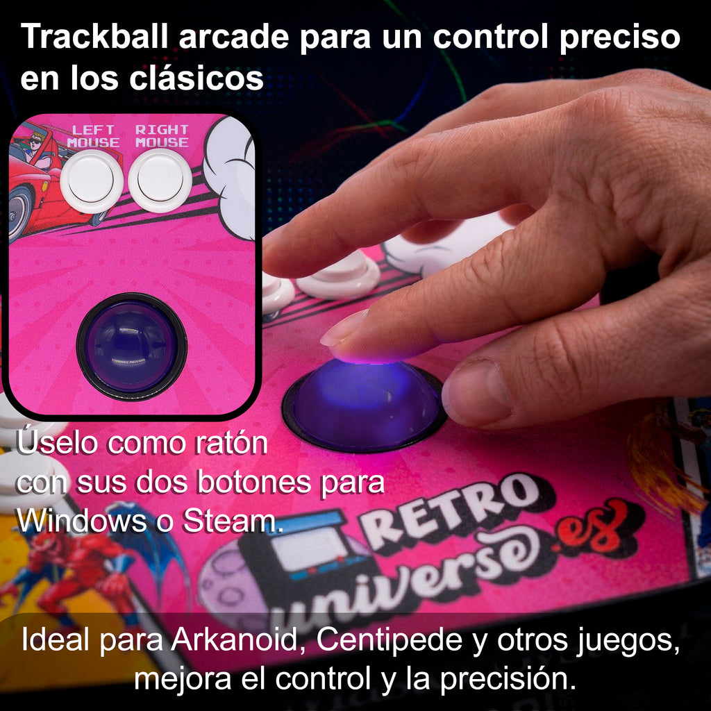 Pandora Box Premium Intel i5 3470 + 8gb RAM + Disco Duro 128gb M2 + ITX GH61TR + Dual Boot: Windows 11 + USB 256GB Batocera + Arduino Leonardo + Placas Zero Delay + Trackball + Joysticks Americanos + Botones Arcade
