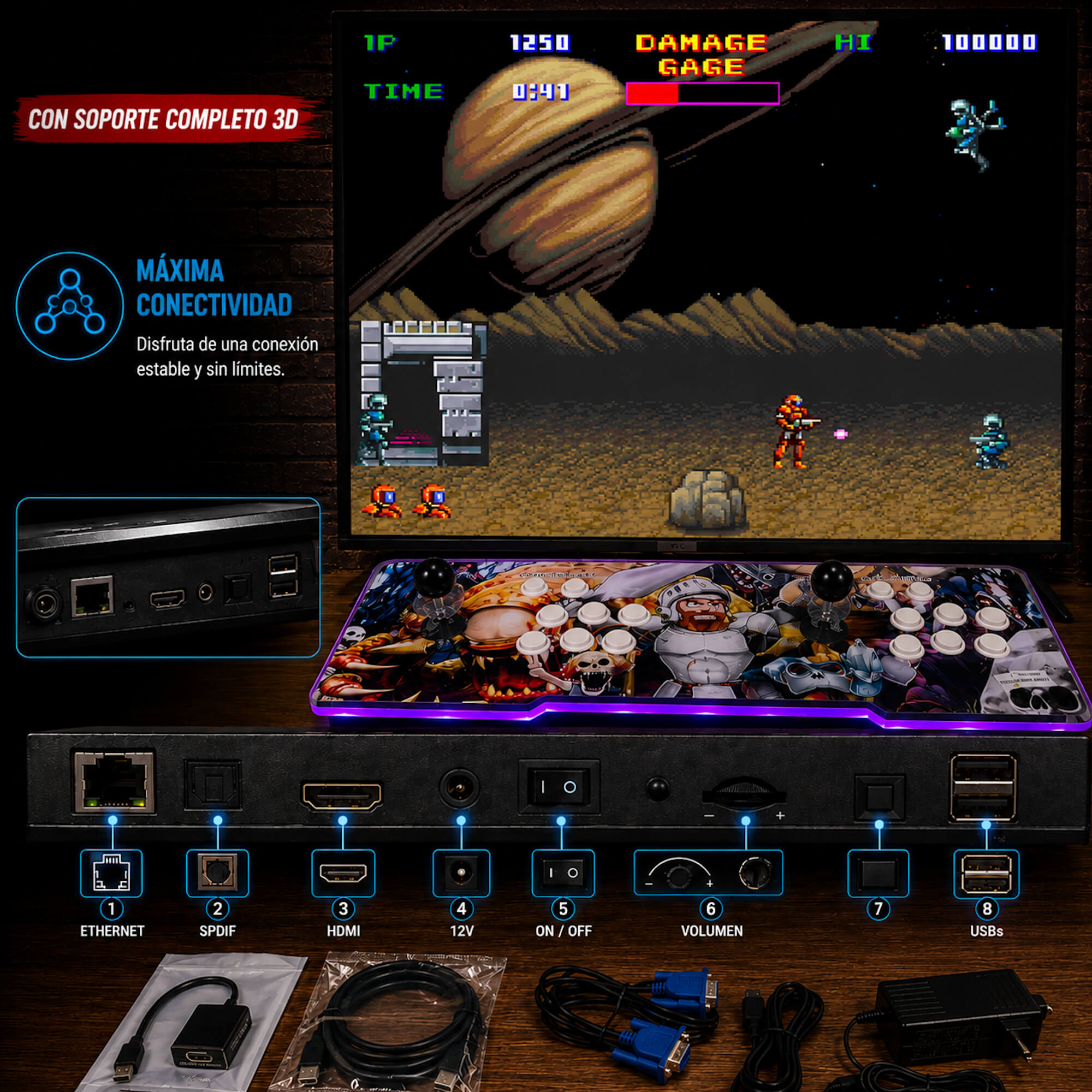 Pandora box S88 3D Wifi 36800 titulos • Más potente para 3D Amlogic S812, 2GB RAM • Maquina recreativa Arcade, Función de Guardar Partida. Mame,Neogeo, MD, Dreamcast, PSone, PSP y mucho más... - Imagen 4