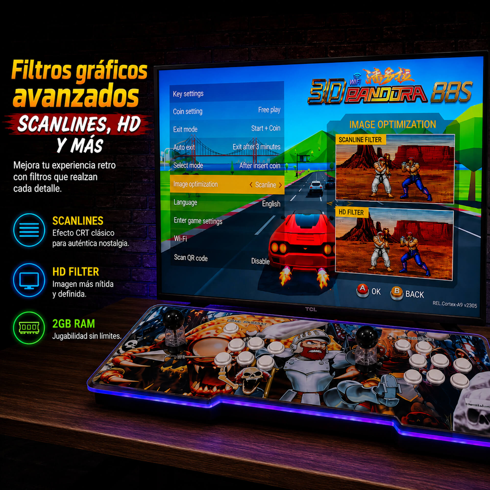 Pandora box S88 3D Wifi 36800 titulos • Más potente para 3D Amlogic S812, 2GB RAM • Maquina recreativa Arcade, Función de Guardar Partida. Mame,Neogeo, MD, Dreamcast, PSone, PSP y mucho más... - Imagen 6
