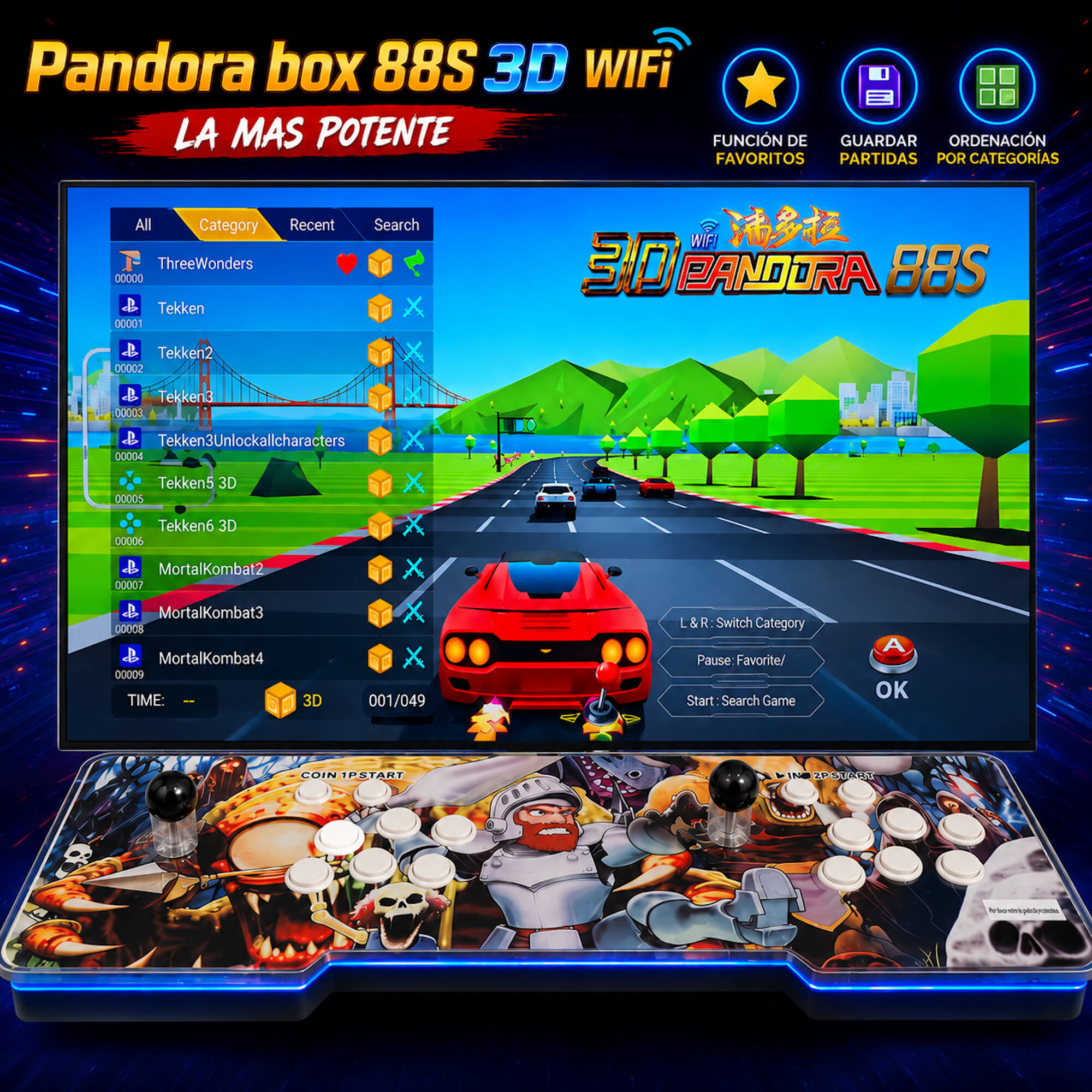 Pandora box S88 3D Wifi 36800 titulos • Más potente para 3D Amlogic S812, 2GB RAM • Maquina recreativa Arcade, Función de Guardar Partida. Mame,Neogeo, MD, Dreamcast, PSone, PSP y mucho más... - Imagen 8