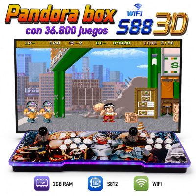 Pandora box S88 3D Wifi 36800 titulos • Más potente para 3D Amlogic S812, 2GB RAM • Maquina recreativa Arcade, Función de Guardar Partida. Mame,Neogeo, MD, Dreamcast, PSone, PSP y mucho más...