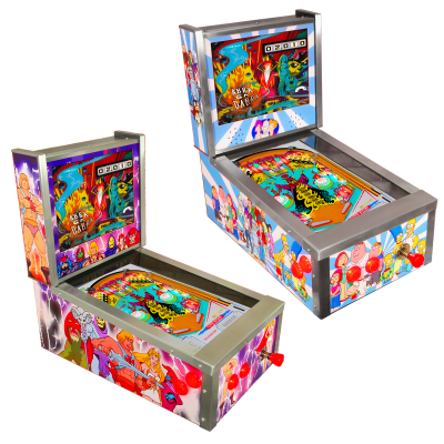 Pinball Virtual 15.6" + 12" con plunger analógico y Sensor KL25Z (Pinball Metálico con Backglass - Diseño Futurama o He-man)