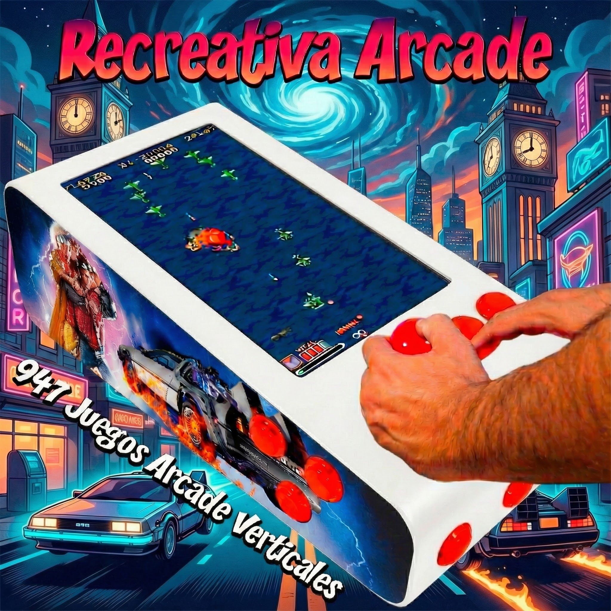 Pinball Virtual en Acero con 13.3” 1080p Playield, PC Intel N95 con 8GB RAM y 128GB M2, 12 Botones Arcade retroiluminados, Frontend PinballX, VPX y VP9 (MiniPinball Curvo Metálico BacktotheFuture Negro) - Imagen 2