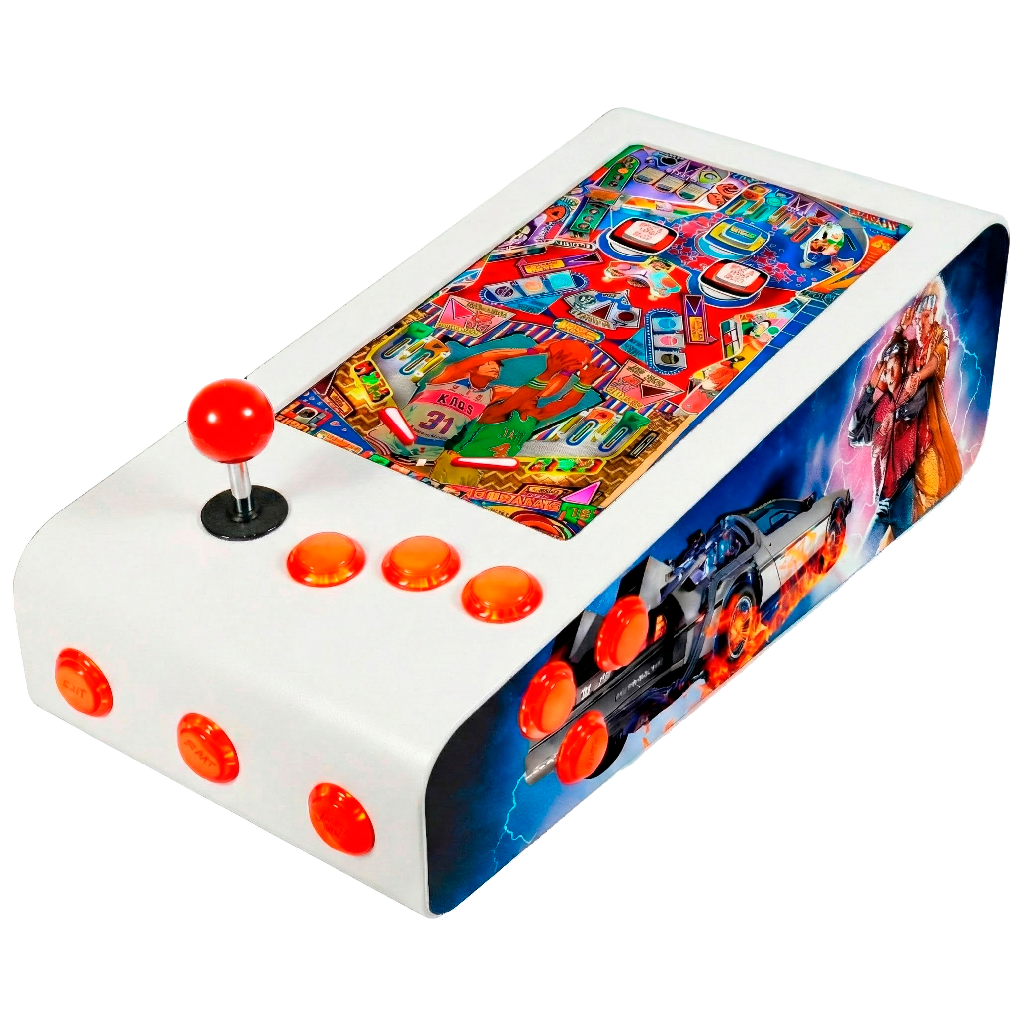 Pinball Virtual en Acero con 13.3” 1080p Playield, PC Intel N95 con 8GB RAM y 128GB M2, 12 Botones Arcade retroiluminados, Frontend PinballX, VPX y VP9 (MiniPinball Curvo Metálico BacktotheFuture Negro)