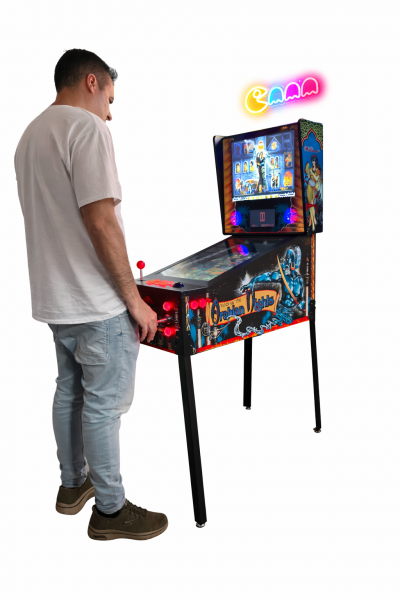 Pinball Virtual 4K 27.5" con PC Ryzen 7, GTX1060, 1800+ Juegos, DMD 7", Backglass 19", DOF con Solenoides, Shaker, PinUp Popper, Arcade con Trackball y Joystick