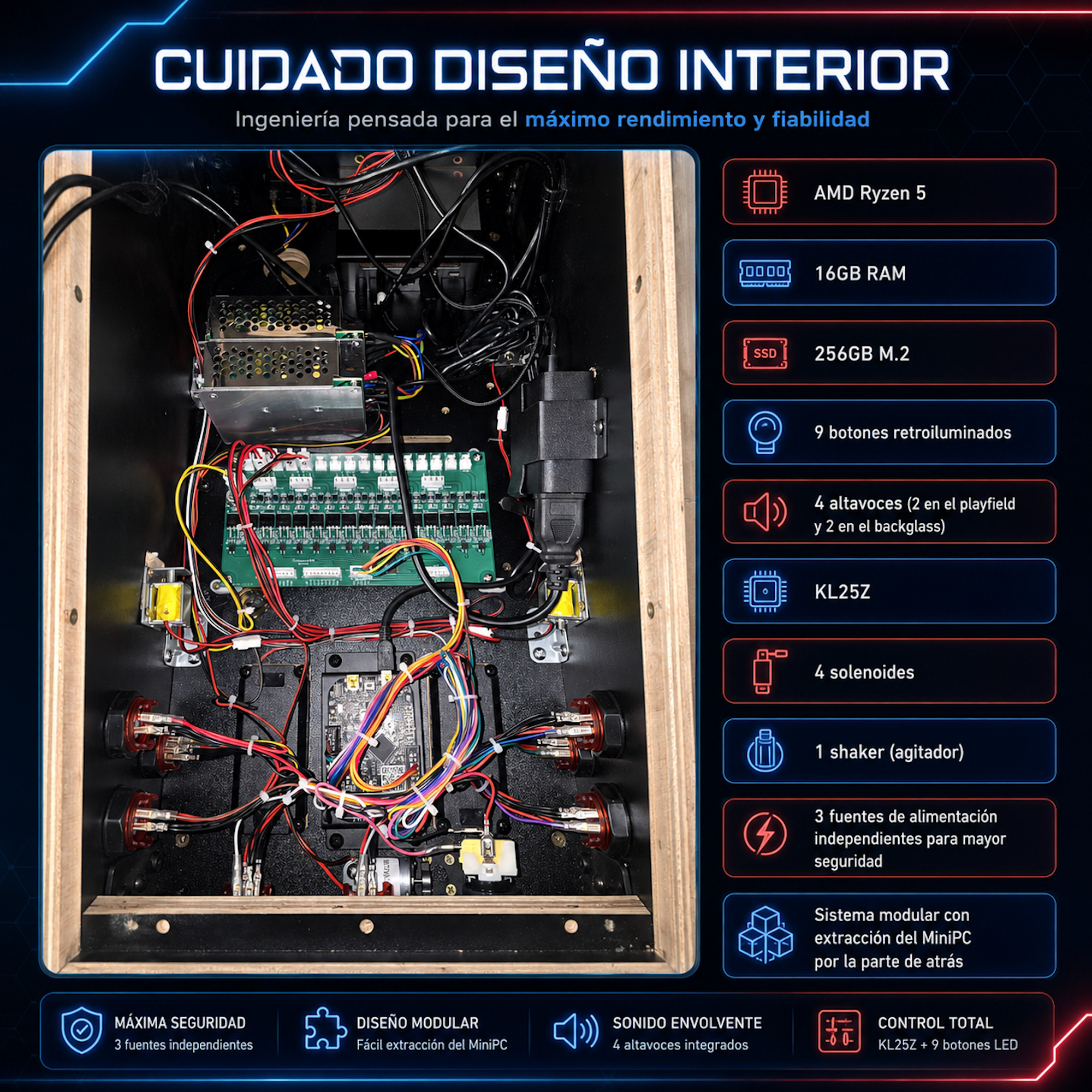 Pinball virtual 18,5" Full HD | 3 pantallas | Ryzen 5 | 16 GB RAM | 256 GB M.2 SSD | Visual Pinball X & Future Pinball | PinUp Popper | MAME vertical y horizontal | Pinscape KL25Z - Imagen 6
