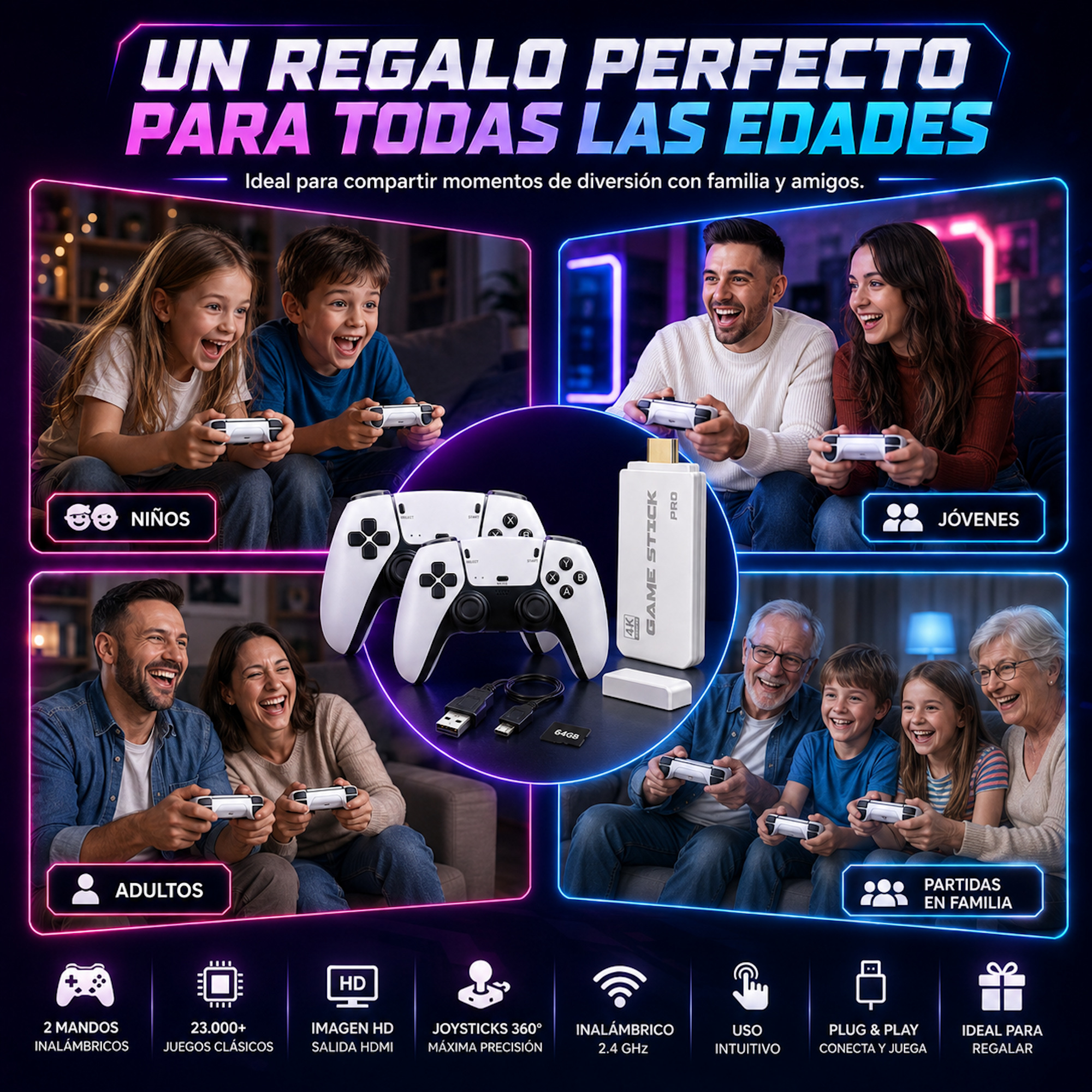 Consola Retro M15 Pro 2026 con 2 Mandos Wireless | 23 Sistemas y +20.000 Titulos - Imagen 6